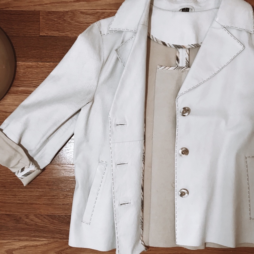 Off White Button Down Leather Jacket - image 2